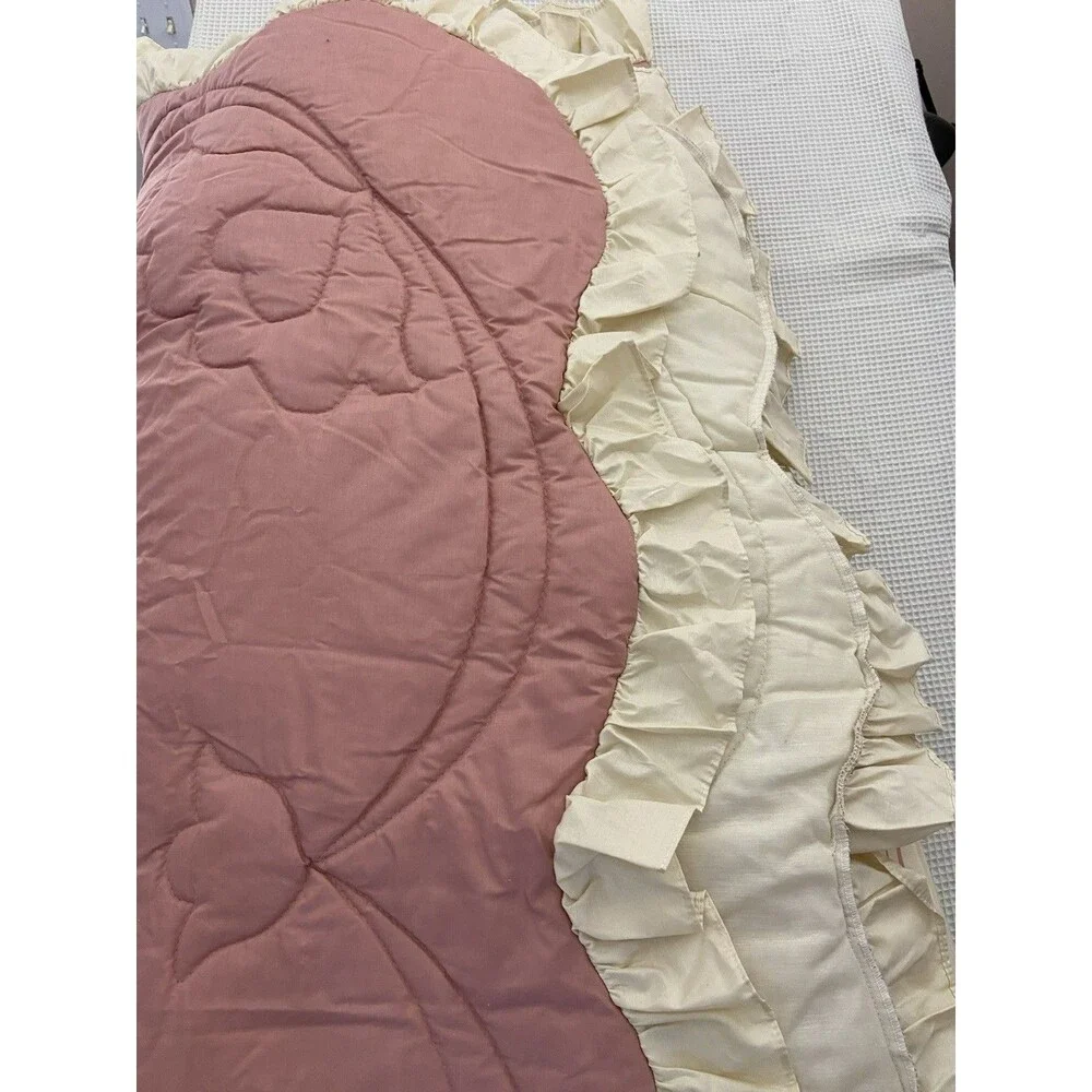 Hampton Rose Queen Comforter 86x92 Rose Cream Floral Made In USA Vintage